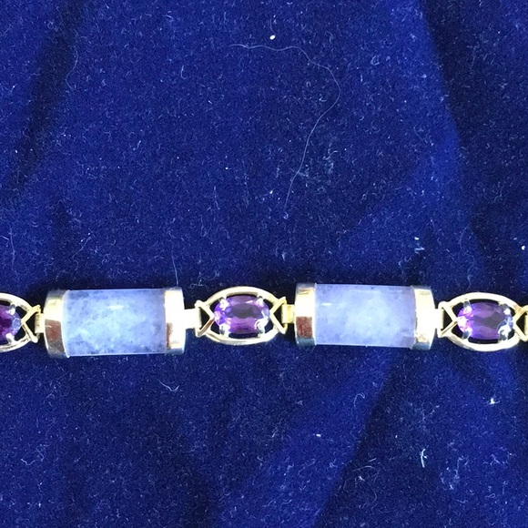 Vintage lavender jade and amethyst Bracelet - Picture 2 of 3
